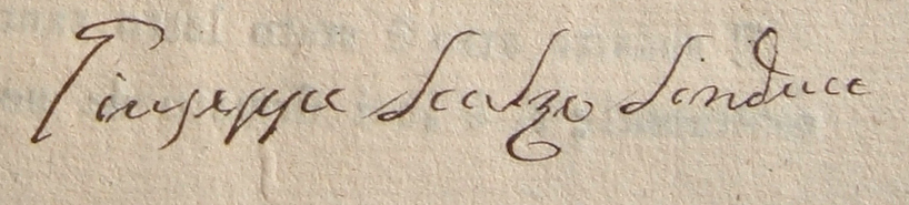 Autografo di Giuseppe Scalzo