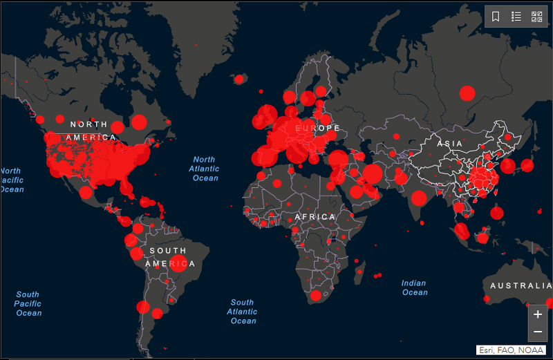 In diretta i casi COVID-10 nel mondo